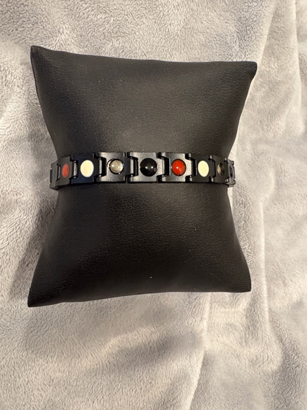 Black Men’s Magnetic Therapy Bracelet with Multicolor Stones